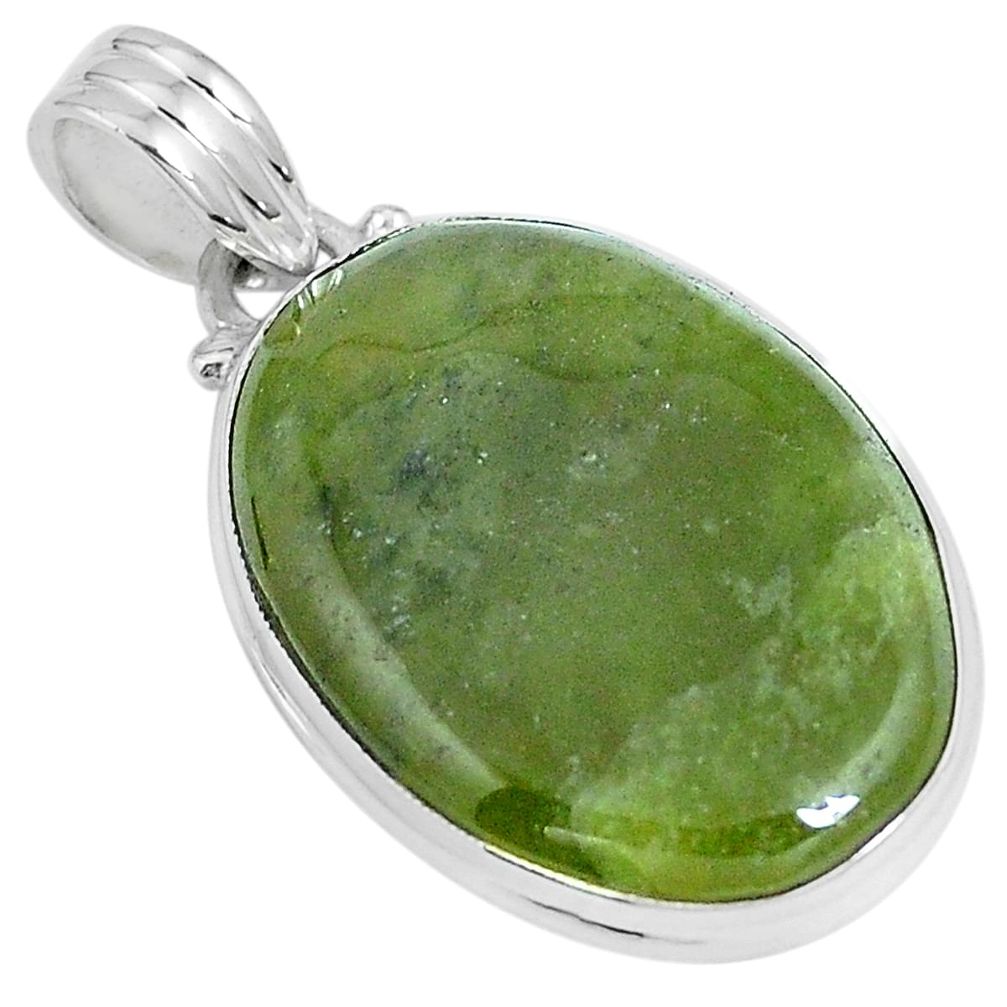 925 sterling silver natural green vasonite oval pendant jewelry m71088