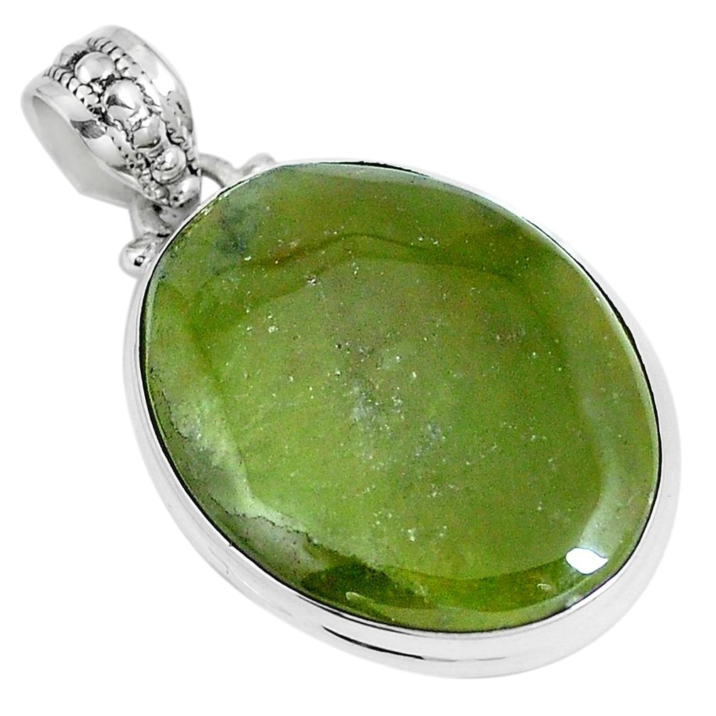 925 sterling silver natural green vasonite oval pendant jewelry m71096