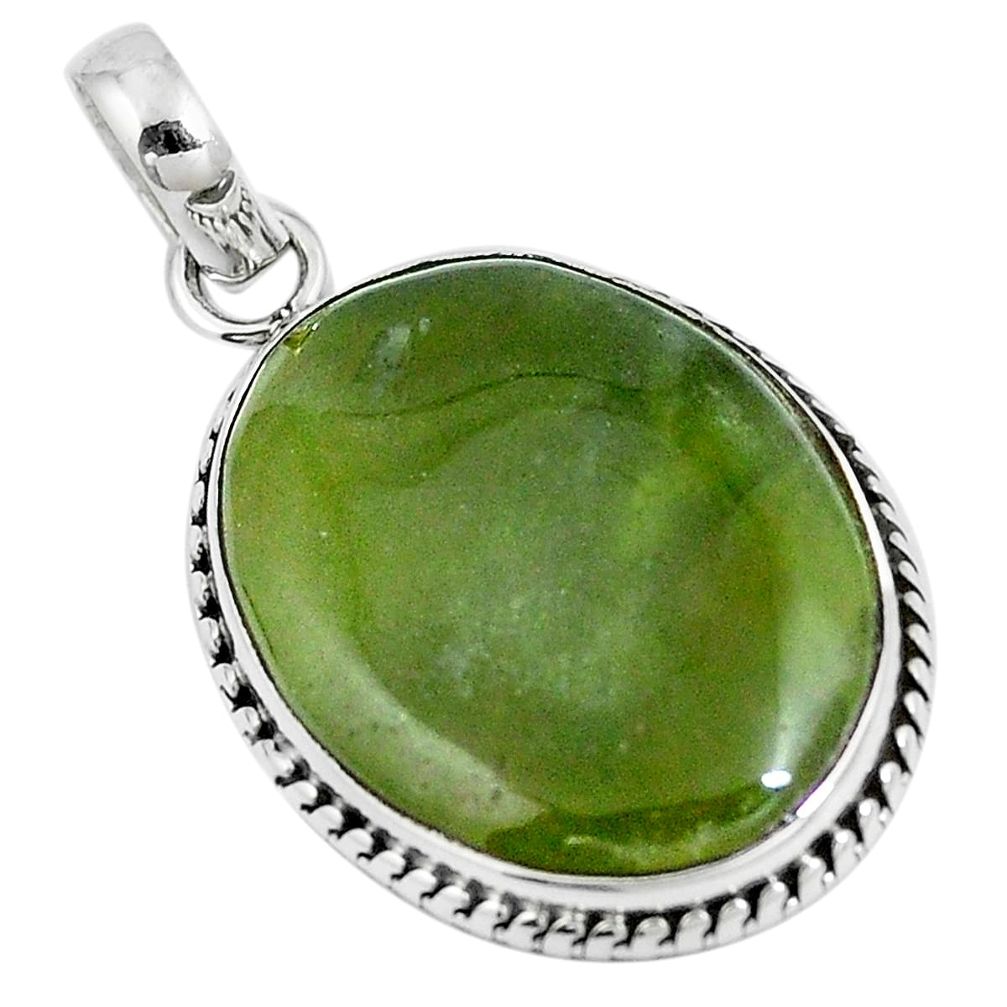 925 sterling silver natural green vasonite oval pendant jewelry m71103