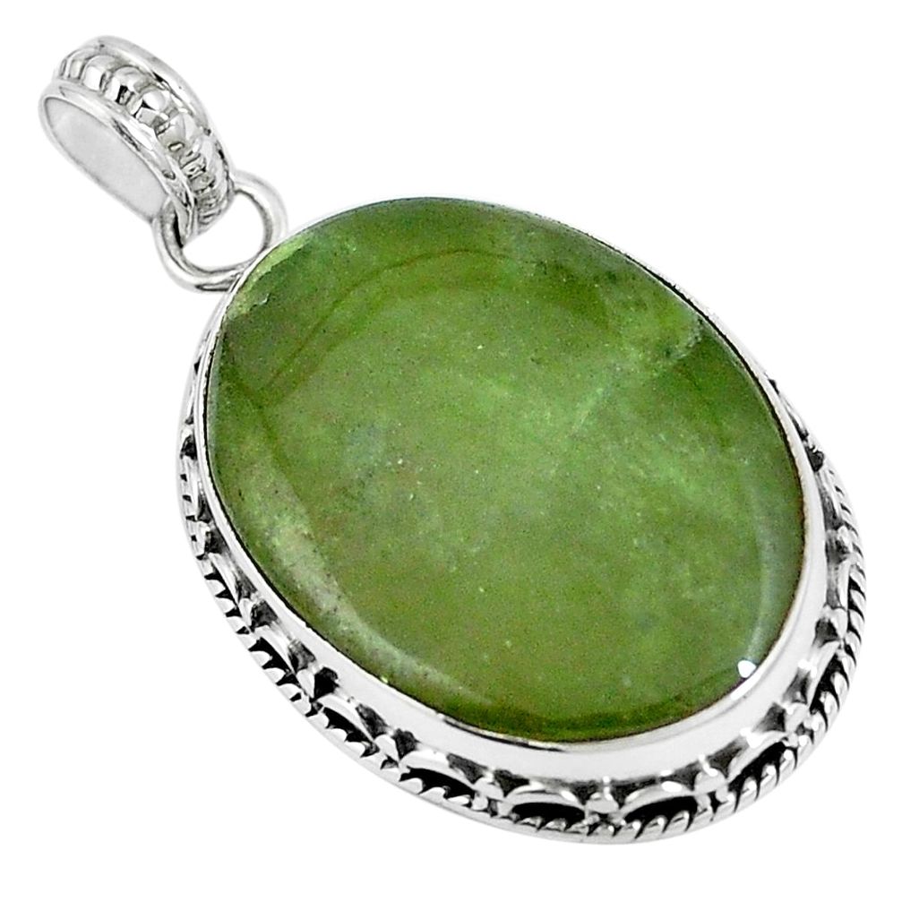 Natural green vasonite 925 sterling silver pendant jewelry m71104