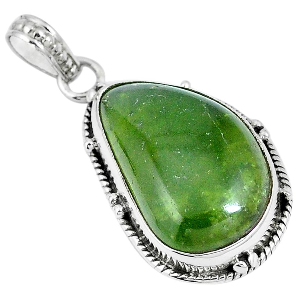 Natural green vasonite 925 sterling silver pendant jewelry m71105