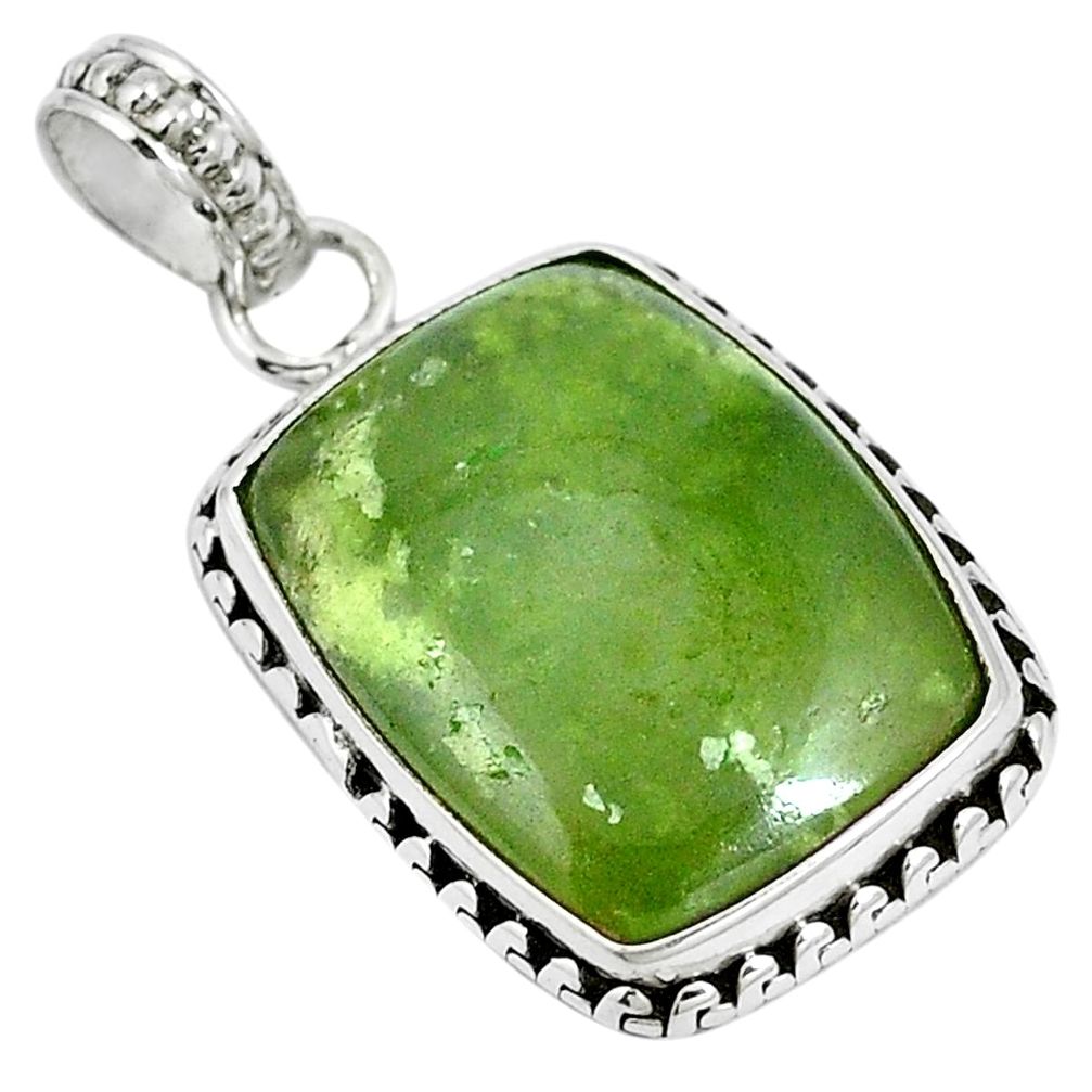 Natural green vasonite 925 sterling silver pendant jewelry m71106