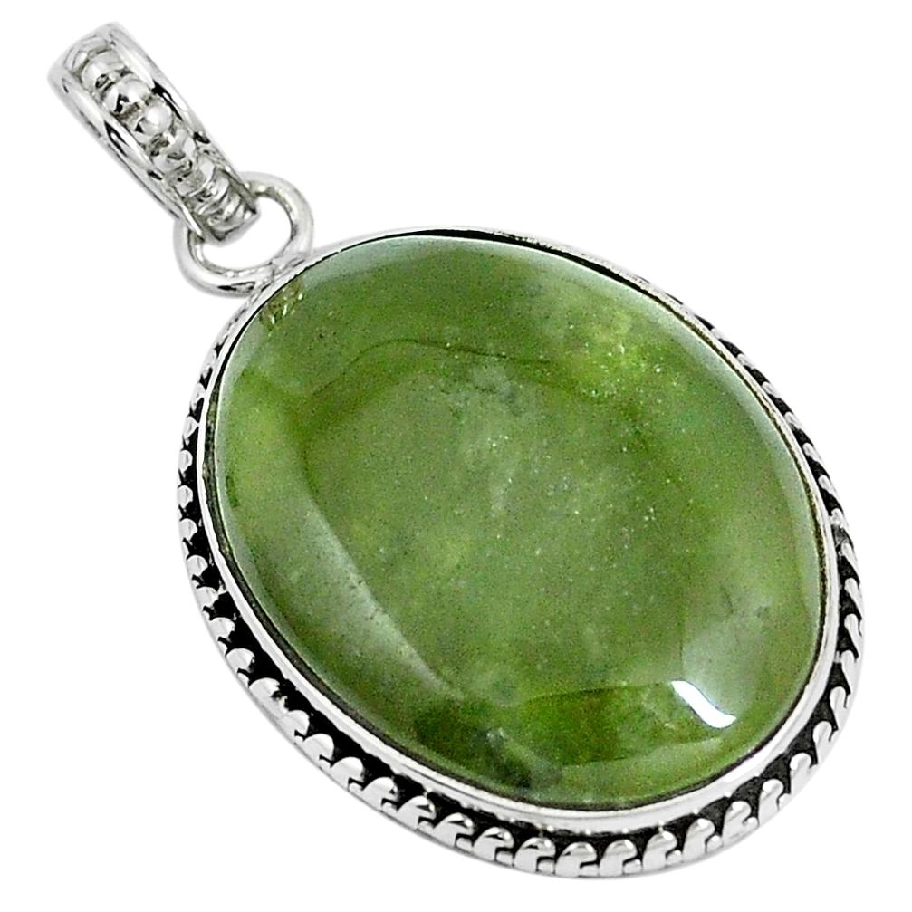 Natural green vasonite 925 sterling silver pendant jewelry m71109