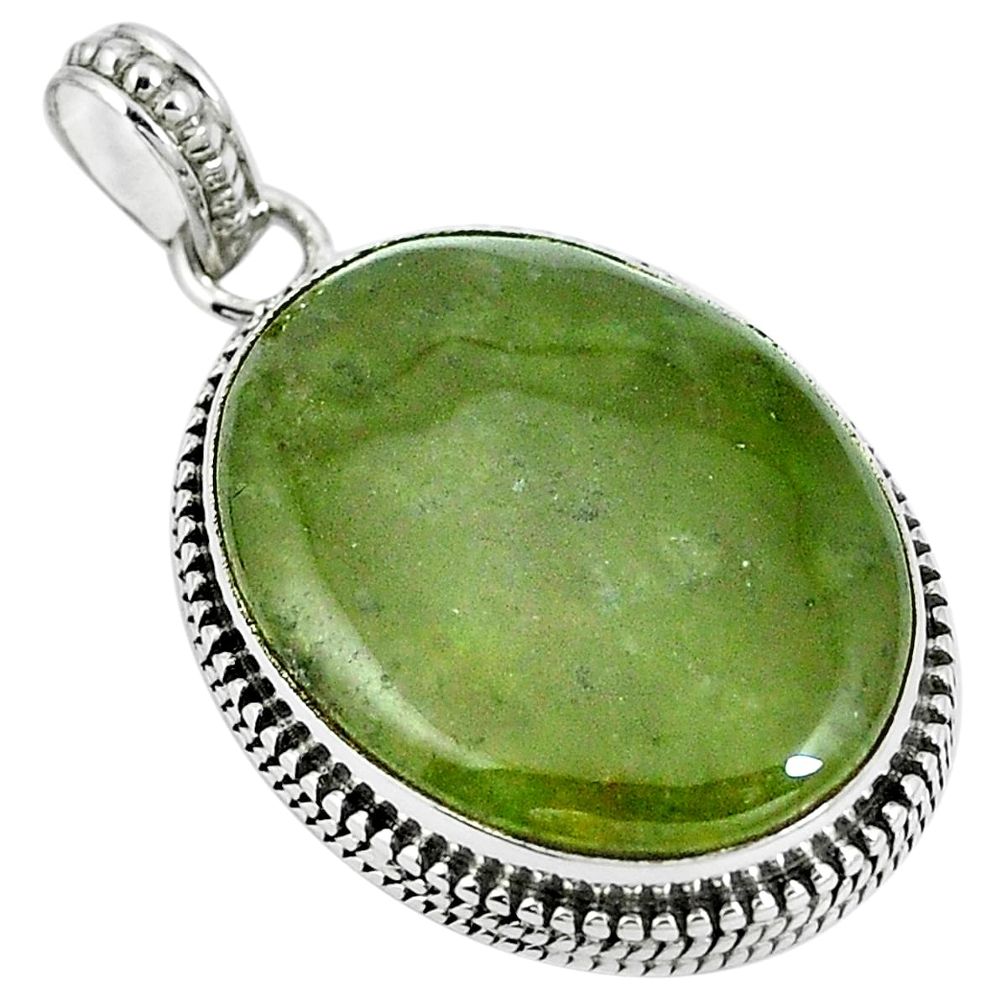 Natural green vasonite 925 sterling silver pendant jewelry m71111