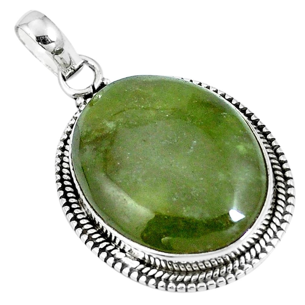 Natural green vasonite 925 sterling silver pendant jewelry m71115