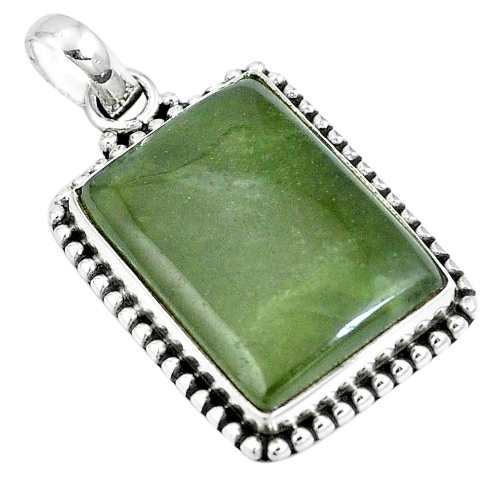 Natural green vasonite octagan 925 sterling silver pendant jewelry m71116