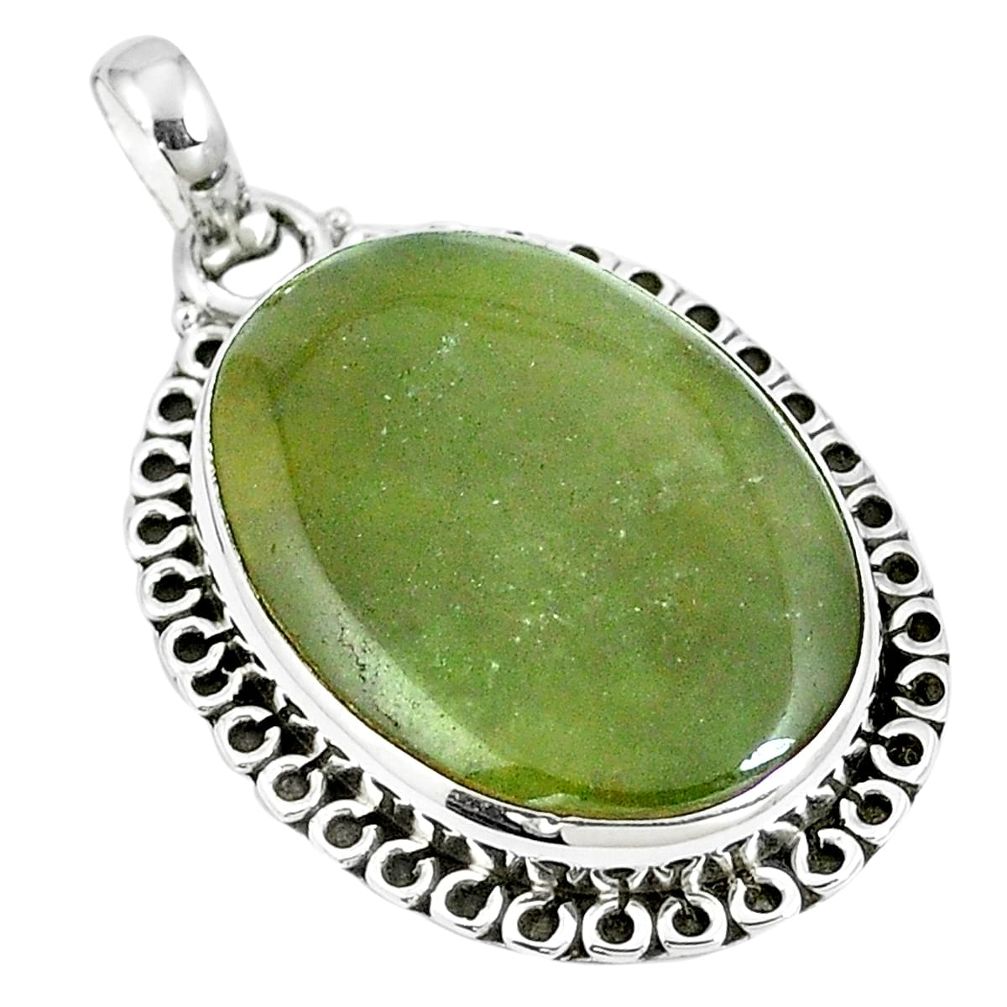 925 sterling silver natural green vasonite oval shape pendant jewelry m71120