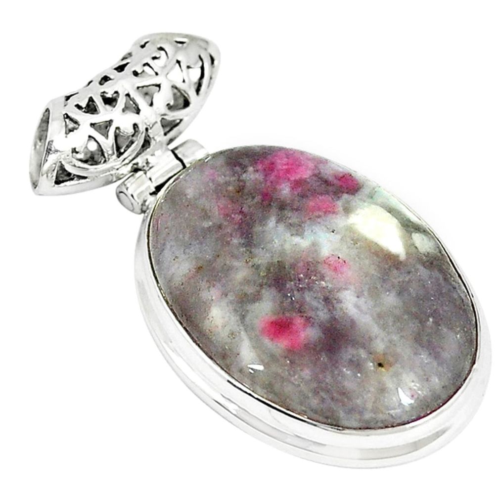 925 sterling silver natural purple lepidolite oval pendant jewelry m7124