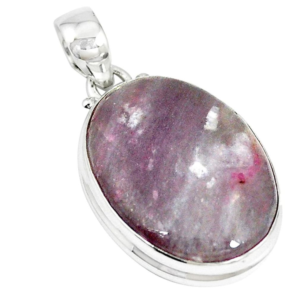 Natural purple lepidolite 925 sterling silver pendant jewelry m7133