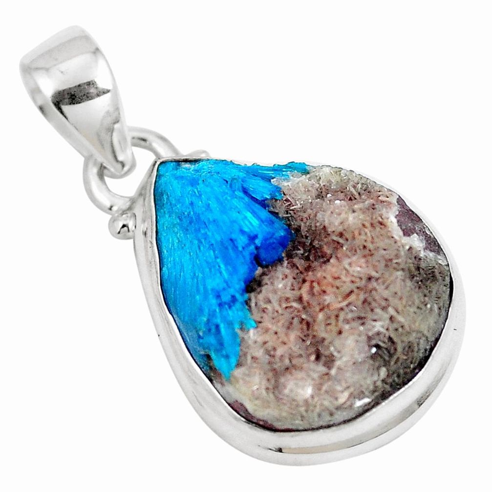12.98cts natural blue cavansite 925 sterling silver pendant jewelry m71982