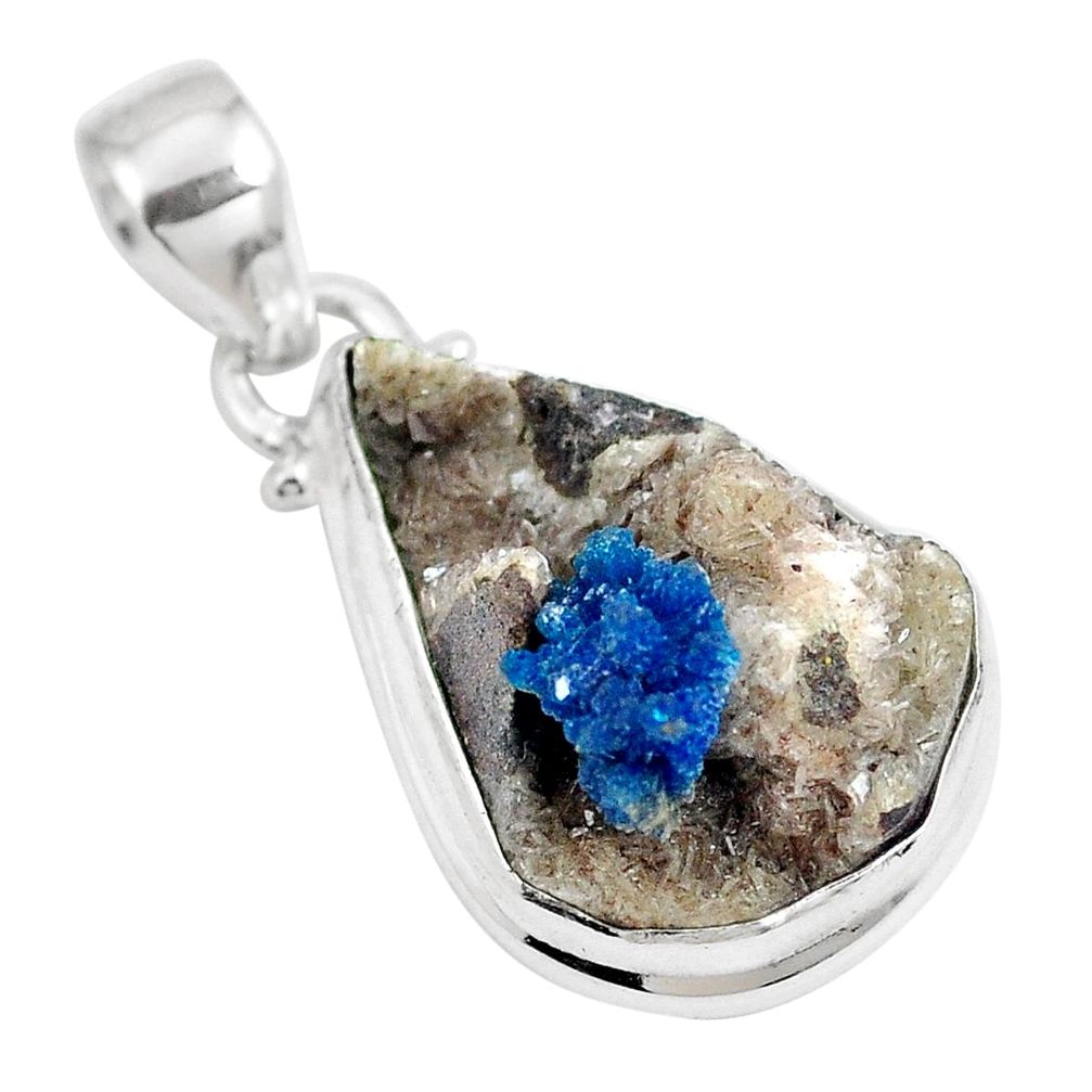 11.65cts natural blue cavansite 925 sterling silver pendant jewelry m71983