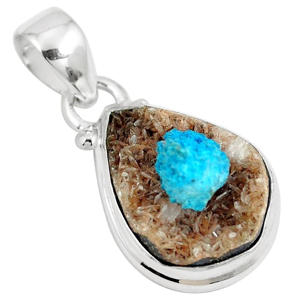 10.15cts natural blue cavansite 925 sterling silver pendant jewelry m71987