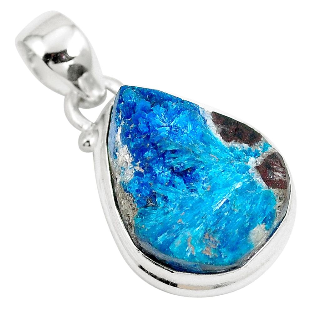 12.68cts natural blue cavansite 925 sterling silver pendant jewelry m71989