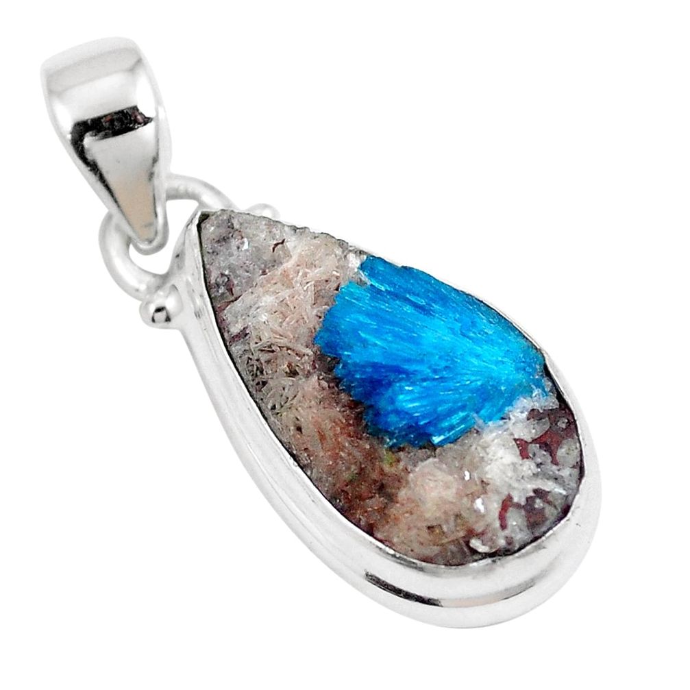 9.90cts natural blue cavansite 925 sterling silver pendant jewelry m71991