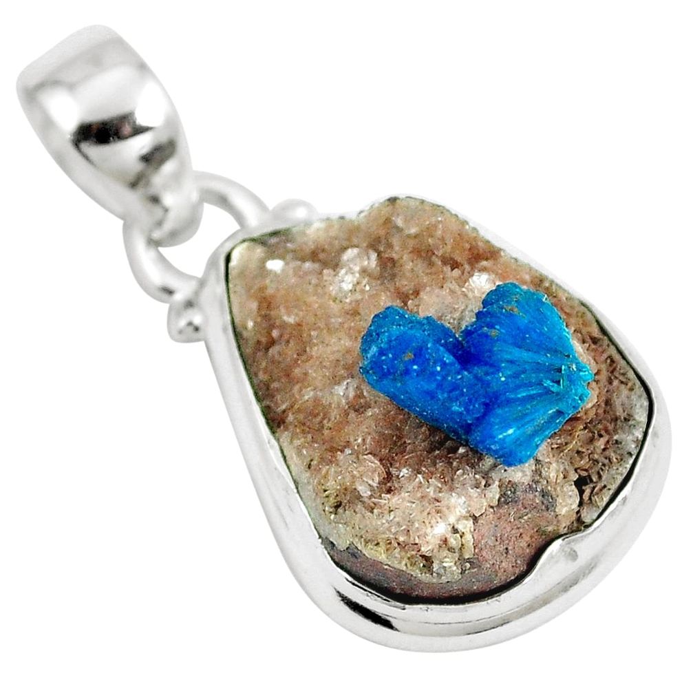 12.20cts natural blue cavansite 925 sterling silver pendant jewelry m71992