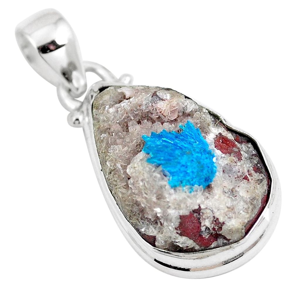 13.55cts natural blue cavansite 925 sterling silver pendant jewelry m71995