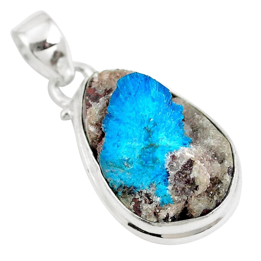 15.20cts natural blue cavansite 925 sterling silver pendant jewelry m71999