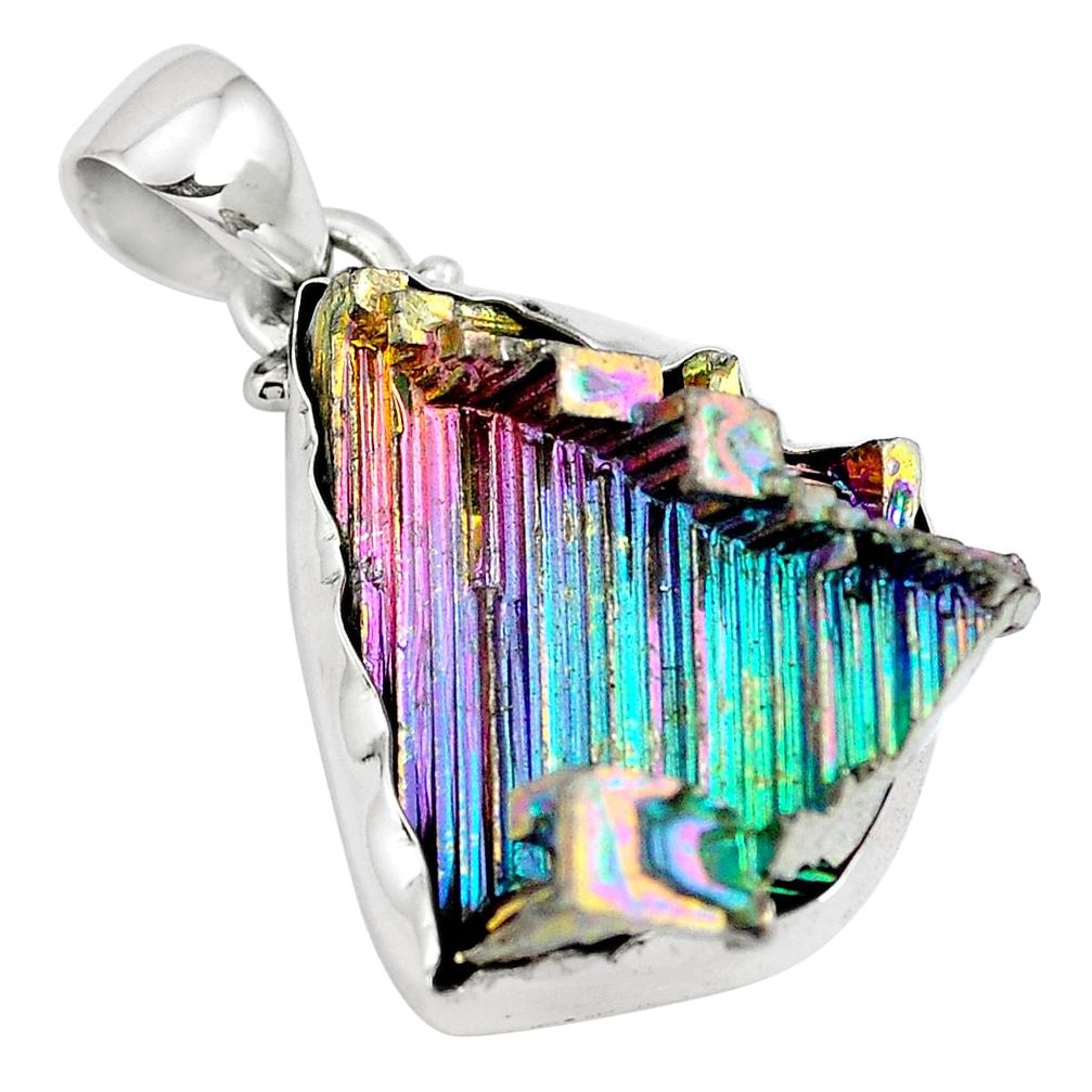 925 sterling silver natural multi color bismuth crystal pendant m72004