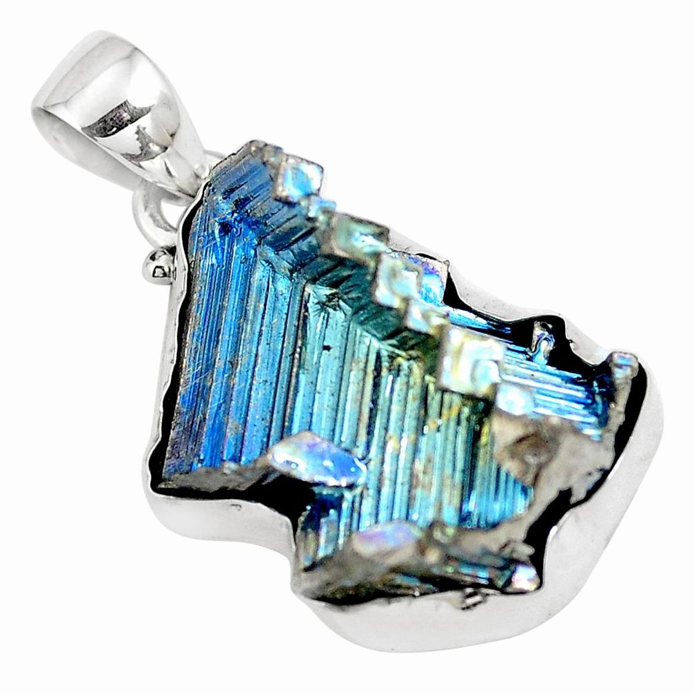 Natural multi color bismuth crystal 925 sterling silver pendant m72005