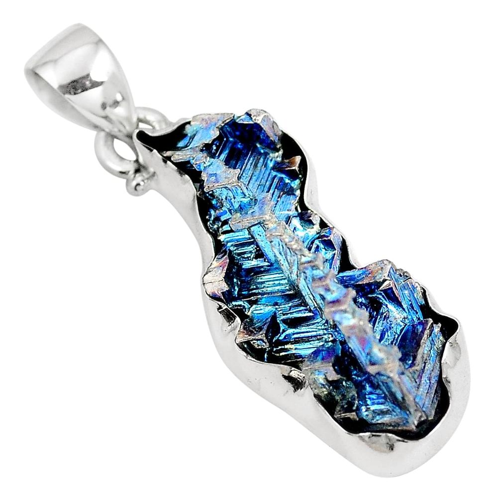 Natural multi color bismuth crystal 925 sterling silver pendant m72009