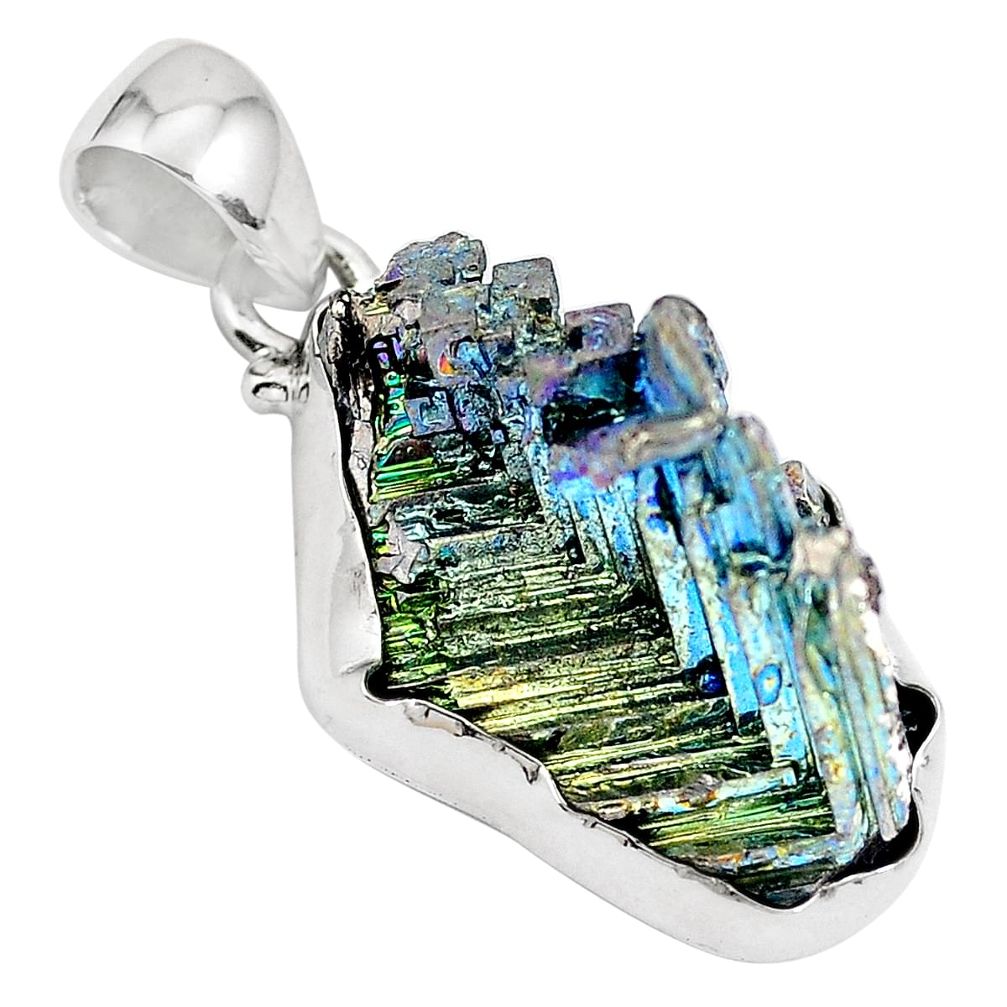 925 sterling silver natural multi color bismuth crystal pendant m72010