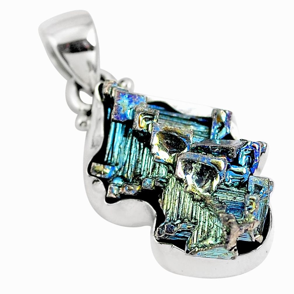 925 sterling silver natural multi color bismuth crystal pendant m72017