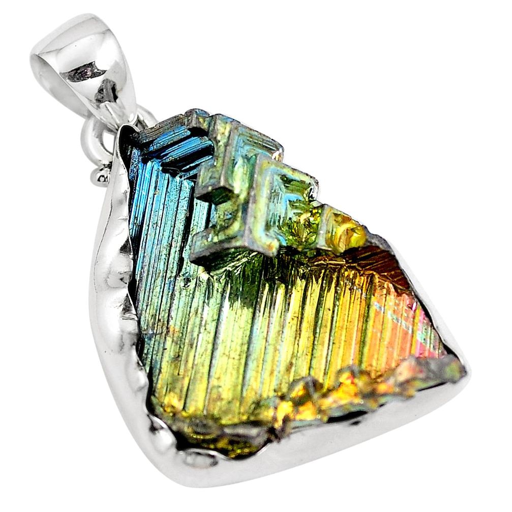 925 sterling silver natural multi color bismuth crystal pendant m72020
