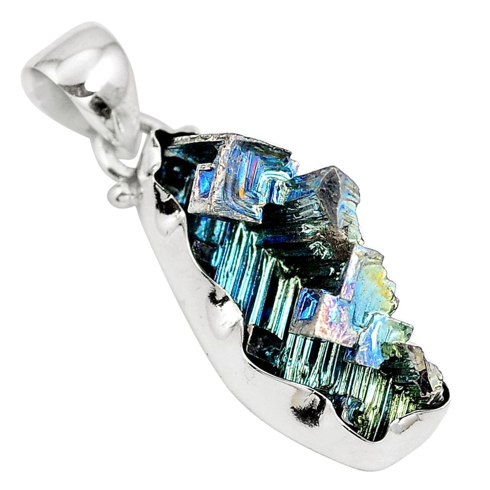 925 sterling silver natural multi color bismuth crystal fancy pendant m72031