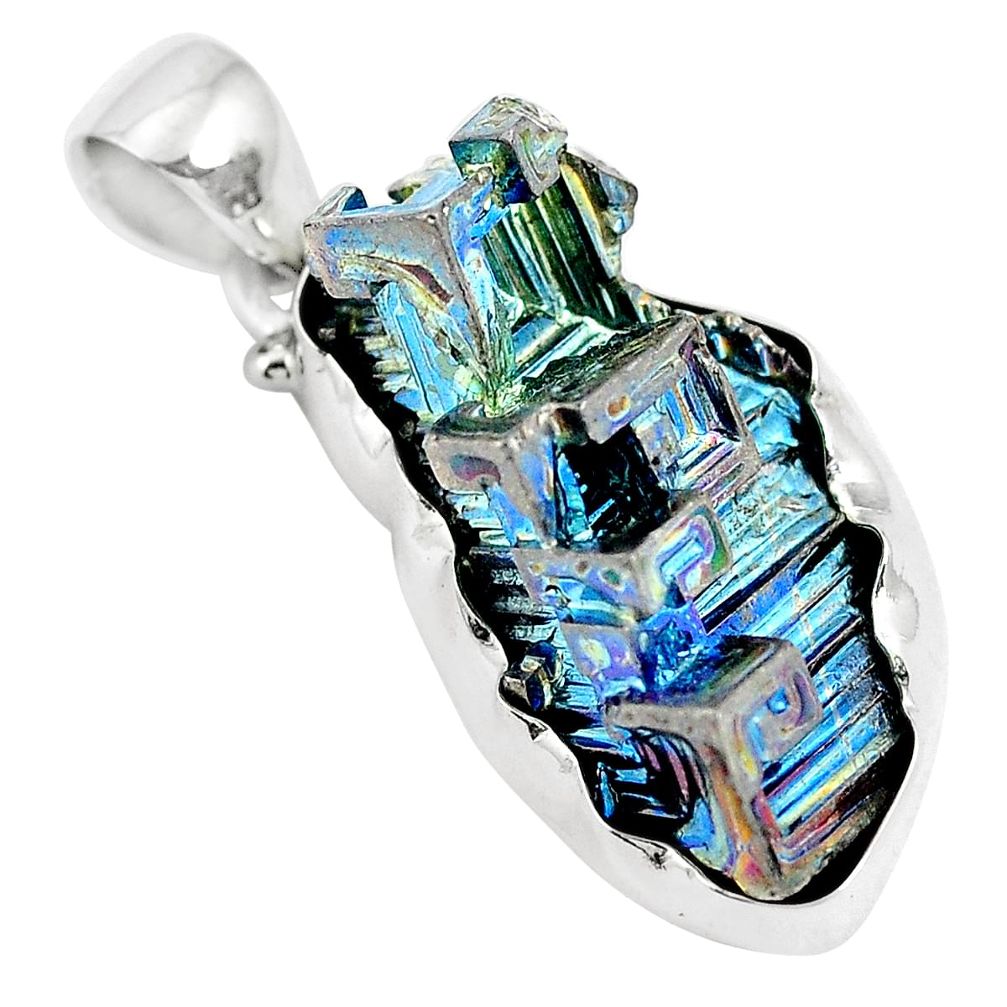 Natural multi color bismuth crystal 925 sterling silver pendant m72036