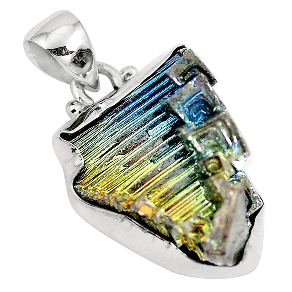 925 sterling silver natural multi color bismuth crystal pendant m72038