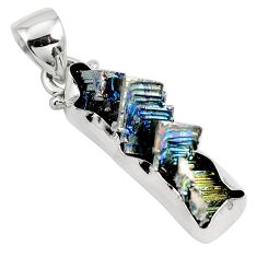 Natural multi color bismuth crystal 925 sterling silver pendant m72039