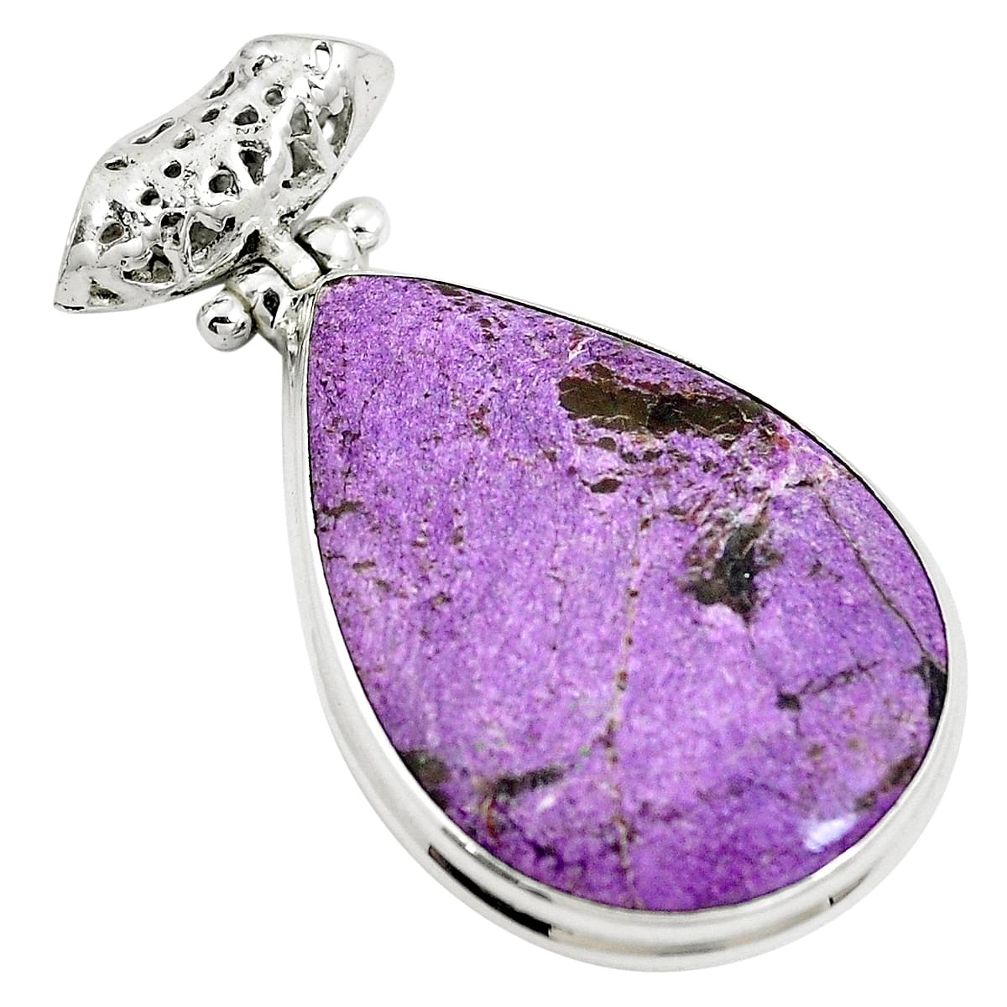 Natural purple purpurite 925 sterling silver pendant jewelry m72162