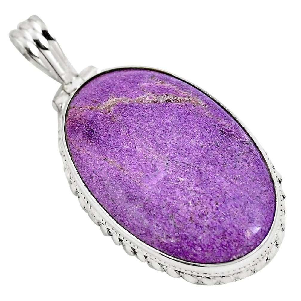 Natural purple purpurite 925 sterling silver pendant jewelry m72166