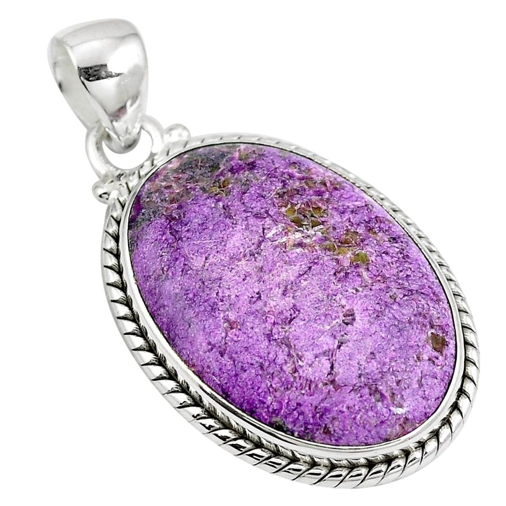 Natural purple purpurite 925 sterling silver pendant jewelry m72173