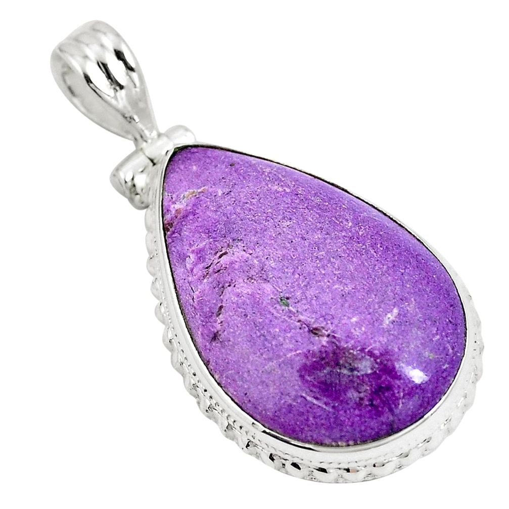 925 sterling silver natural purple purpurite pear pendant jewelry m72177