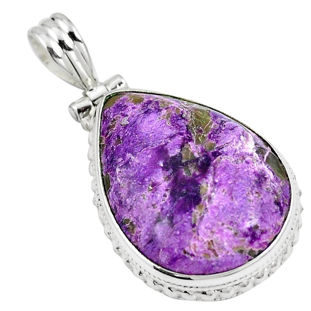 Natural purple purpurite 925 sterling silver pendant jewelry m72178