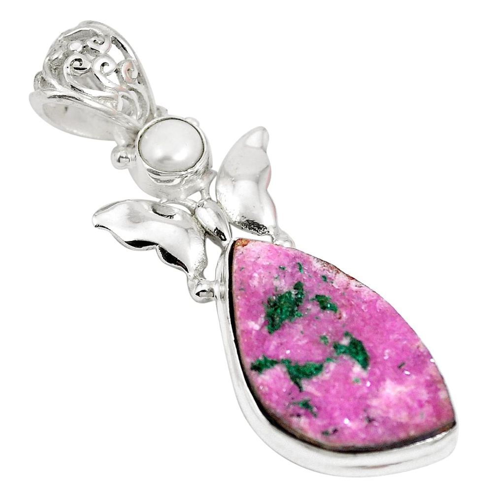 925 silver natural pink cobalt druzy pearl butterfly pendant jewelry m72779