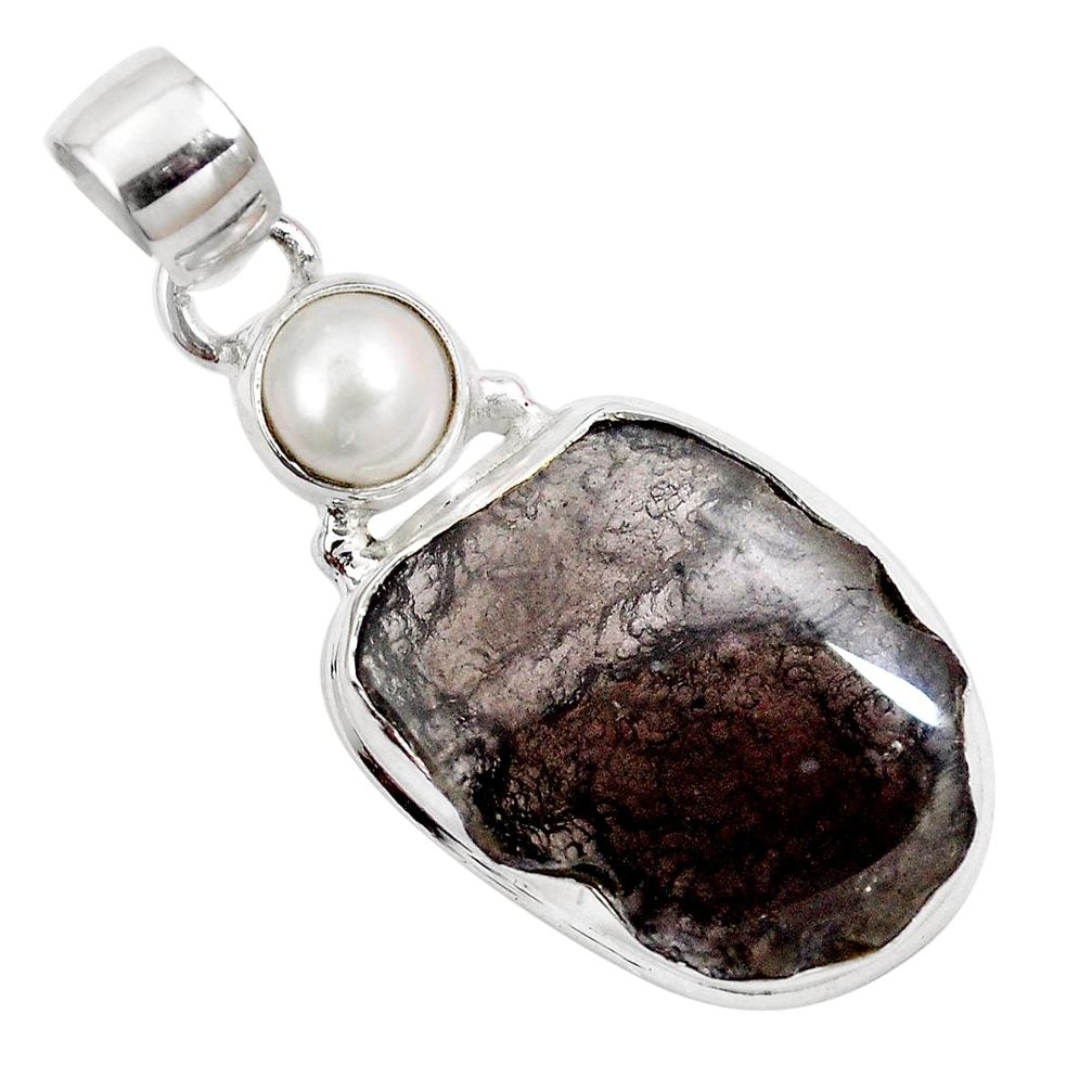 Natural brown agni manitite pearl 925 sterling silver pendant m72863
