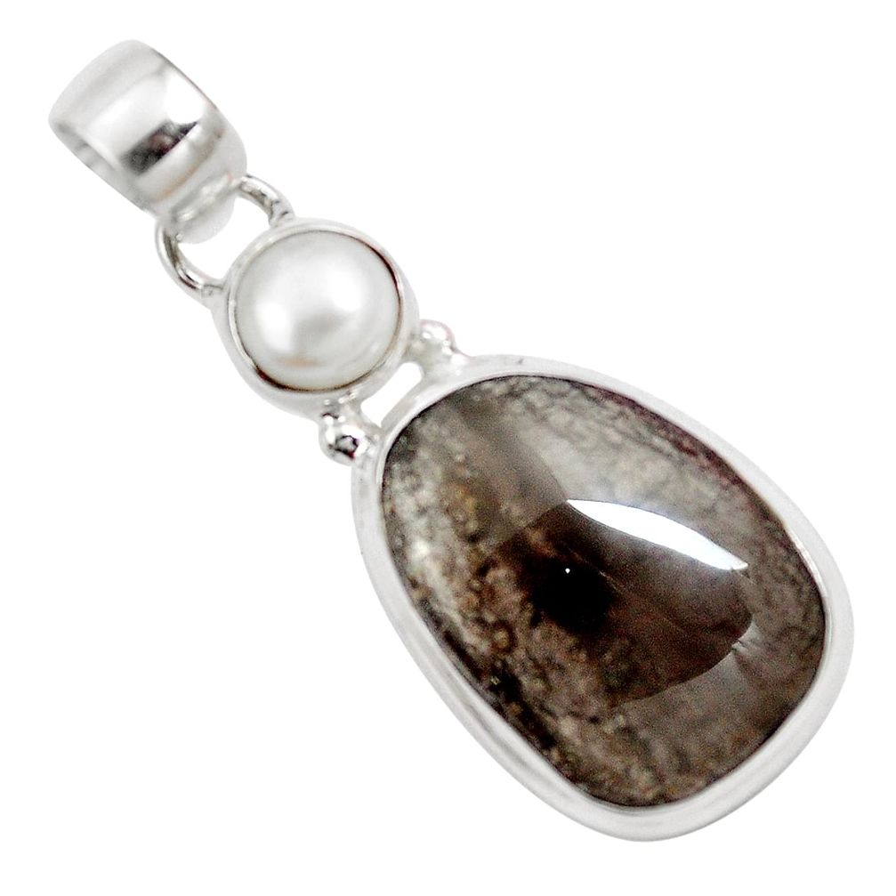 Natural brown agni manitite pearl 925 sterling silver pendant m72865