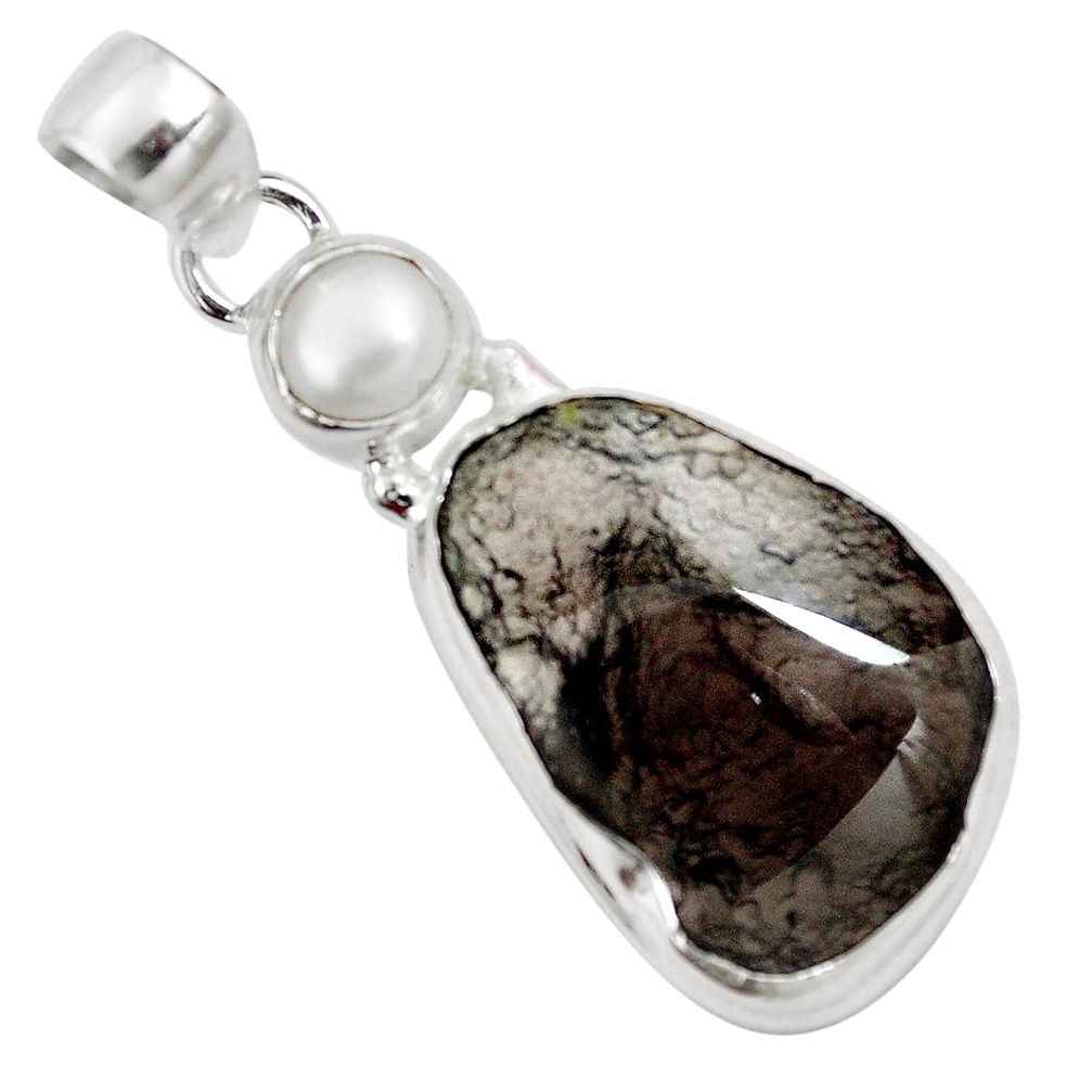 Natural brown agni manitite pearl 925 sterling silver pendant m72866