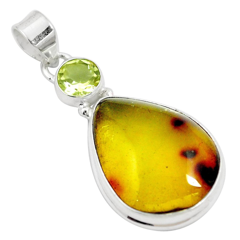 925 silver natural green amber from colombia topaz pendant jewelry m72888