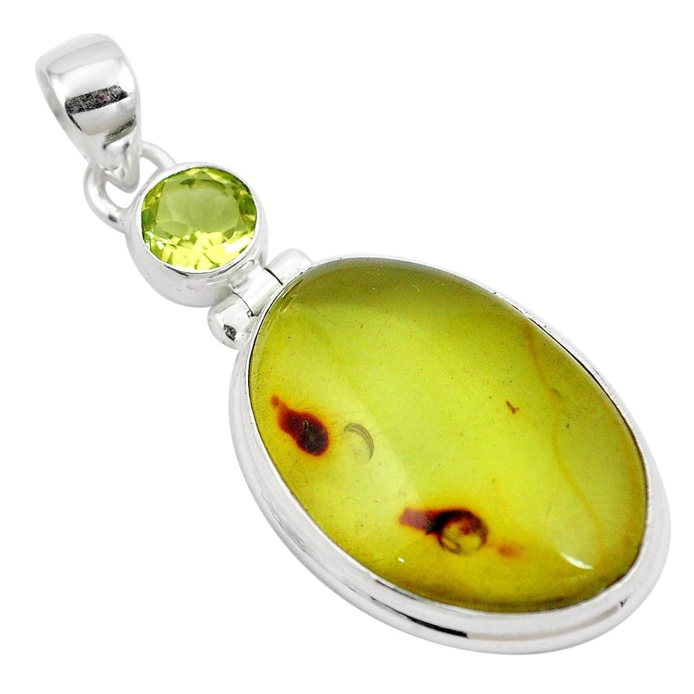 925 silver natural green amber from colombia topaz pendant jewelry m72894