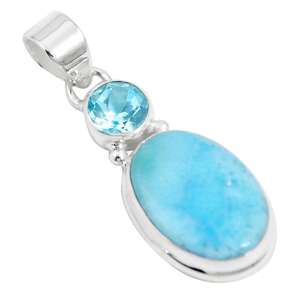 Natural blue larimar larimar 925 sterling silver pendant jewelry m72934