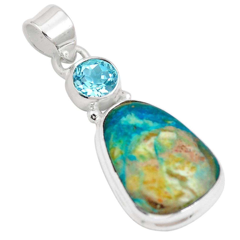 Natural blue opaline topaz 925 sterling silver pendant jewelry m72994