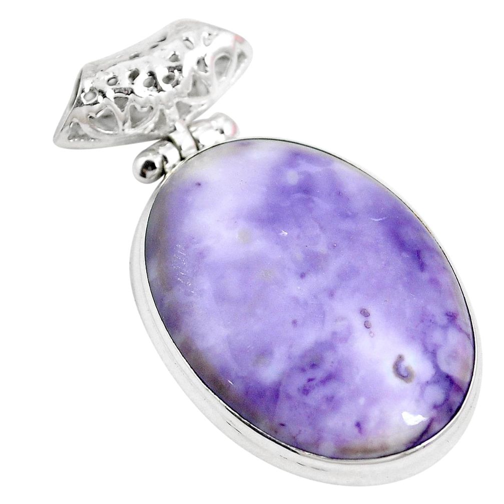 Natural purple tiffany stone 925 sterling silver pendant jewelry m73023