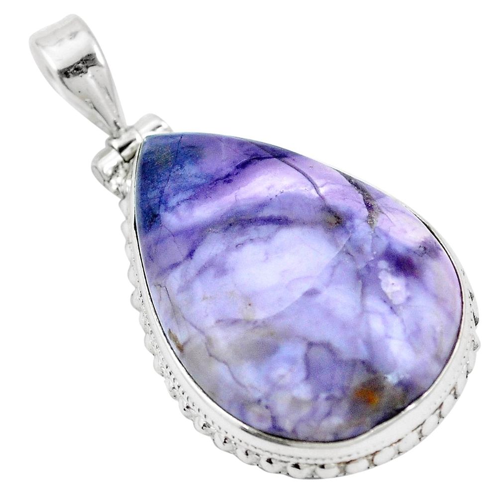 Natural purple tiffany stone 925 sterling silver pendant jewelry m73024