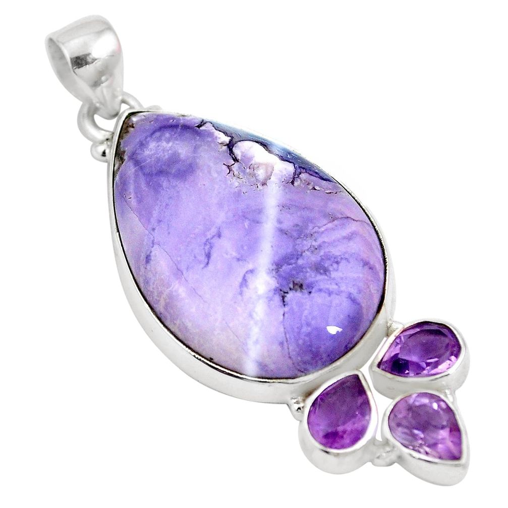 Natural purple tiffany stone amethyst 925 silver pendant jewelry m73028