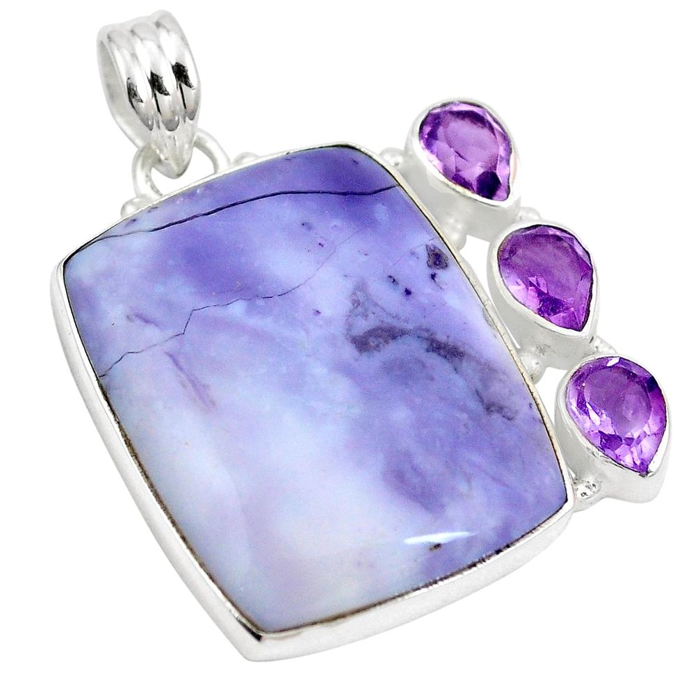 925 silver natural purple tiffany stone amethyst pendant jewelry m73029