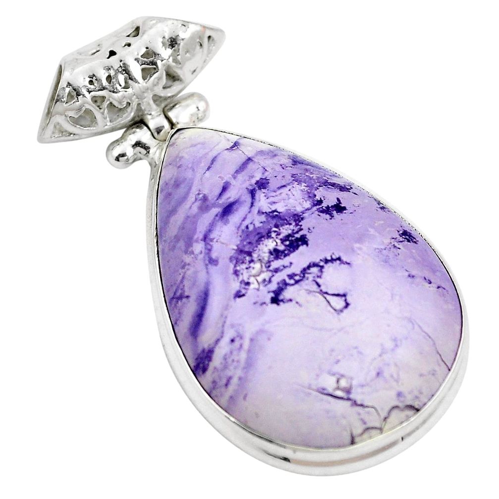 Natural purple tiffany stone 925 sterling silver pendant jewelry m73030