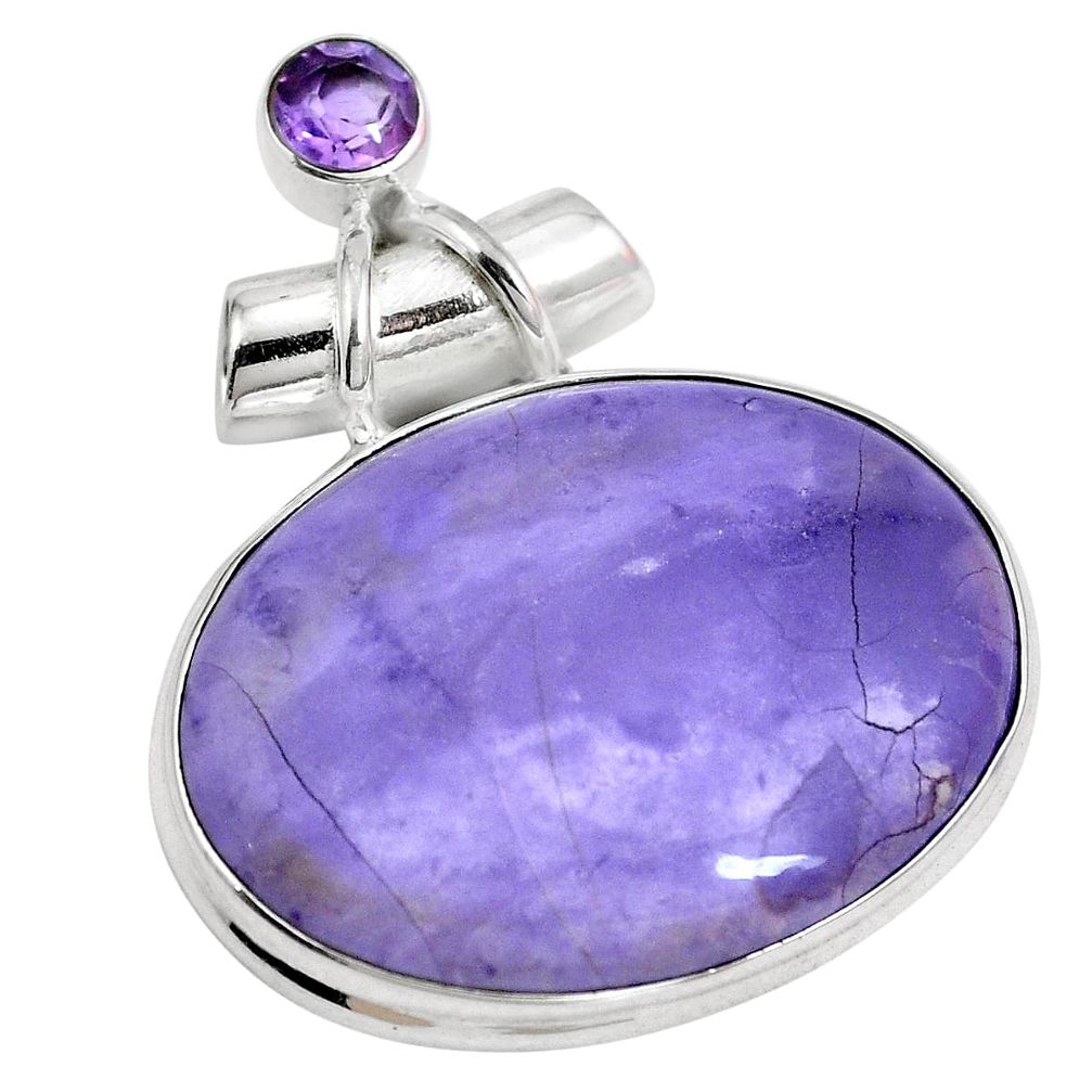 Natural purple tiffany stone amethyst 925 silver pendant jewelry m73031